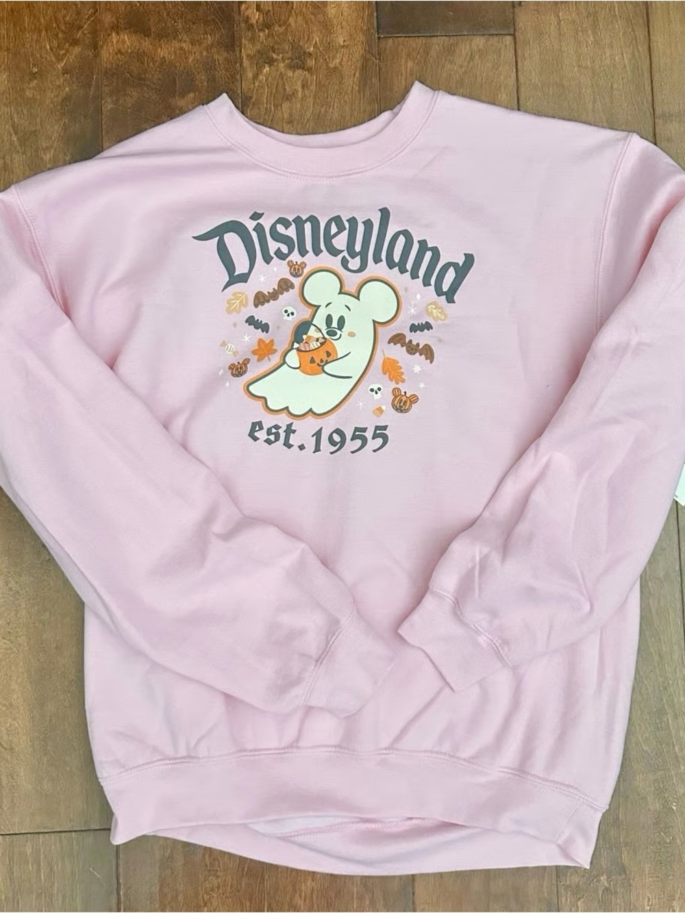 NWT Disneyland Pink Ghost Graphic Crewneck